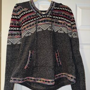Papillon Blanc Gray Sweater with Colorful Trim